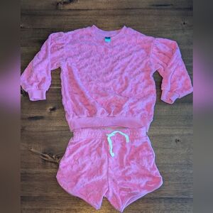 Old navy long puff sleeve sweatshirt and shorts for toddler girls